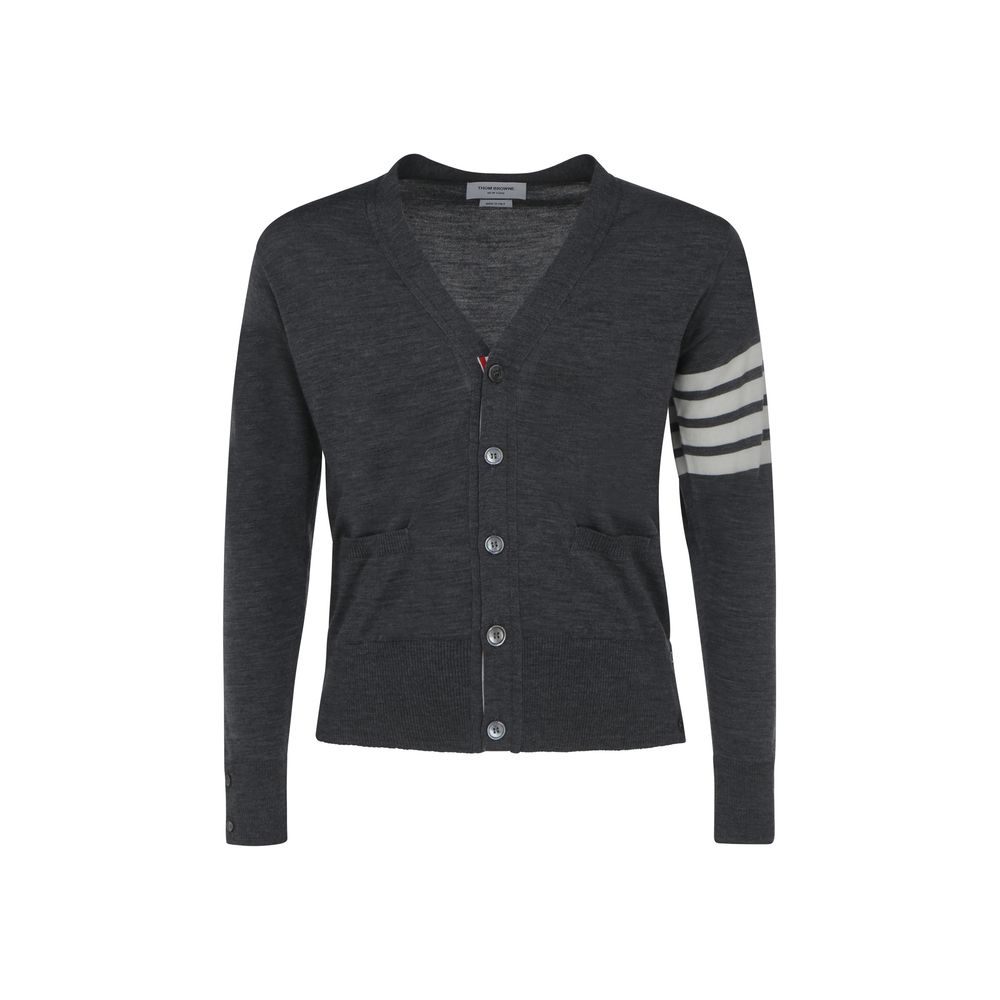 Cardigan Thom Browne en laine grise Oves Aries
