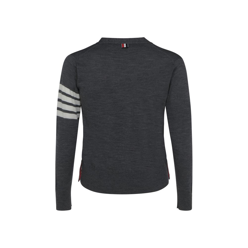 Cardigan Thom Browne en laine grise Oves Aries