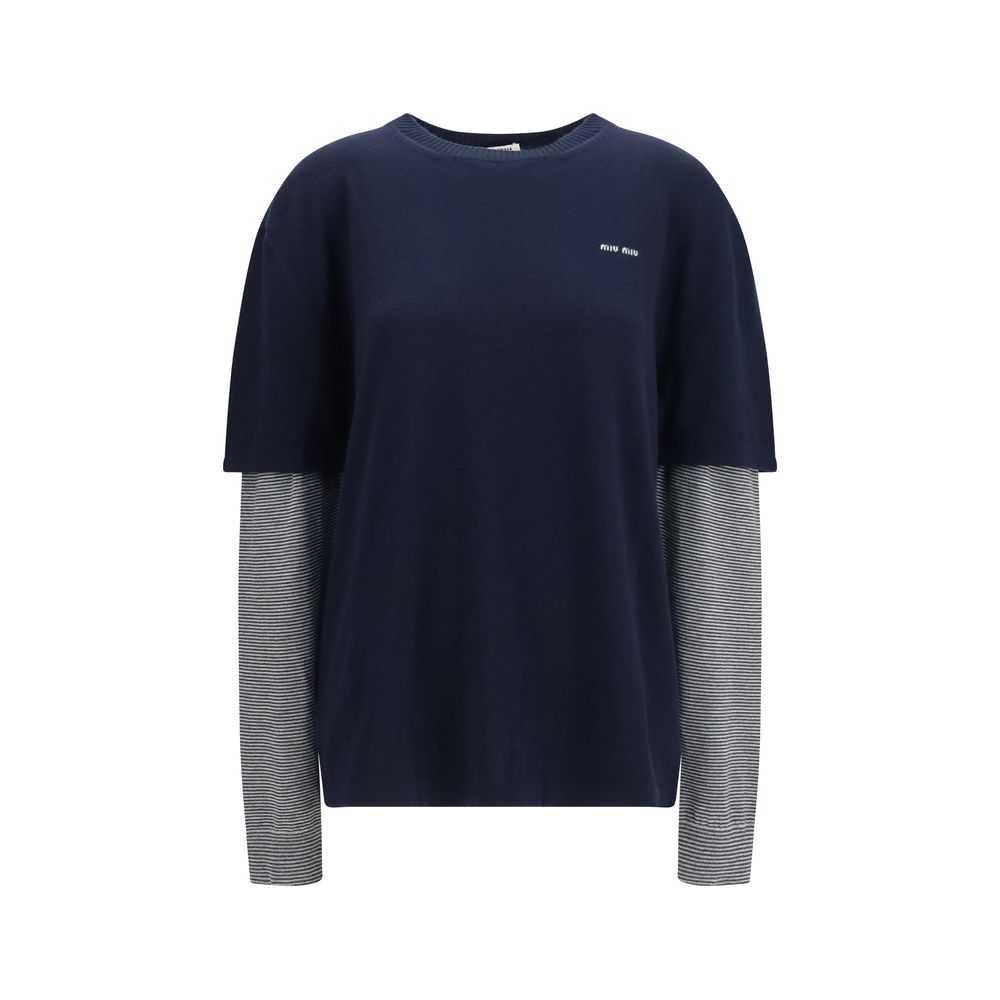 Sweat-shirt Miu Miu en Laine Bleue Ove Aries