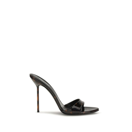 Mules Paris Texas en cuir de veau noir Bos Taurus