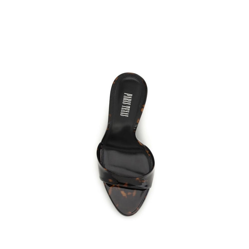 Paris Texas Black Calf Leather Bos Taurus Mules