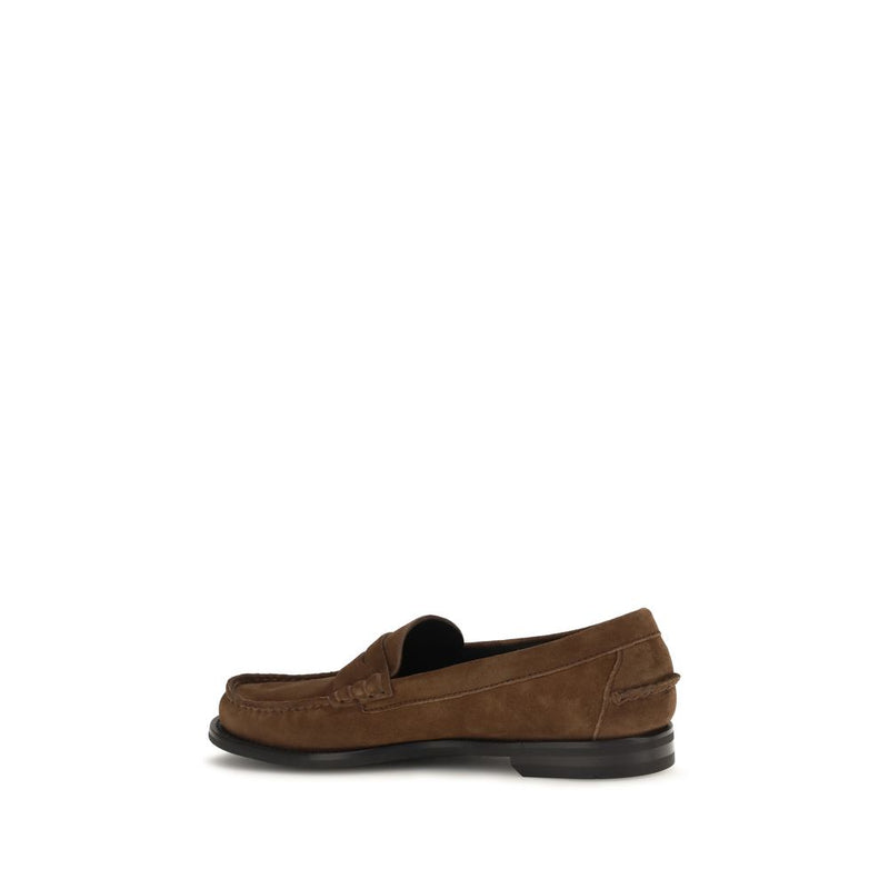 Mocassins à enfiler en cuir suédé marron Prada