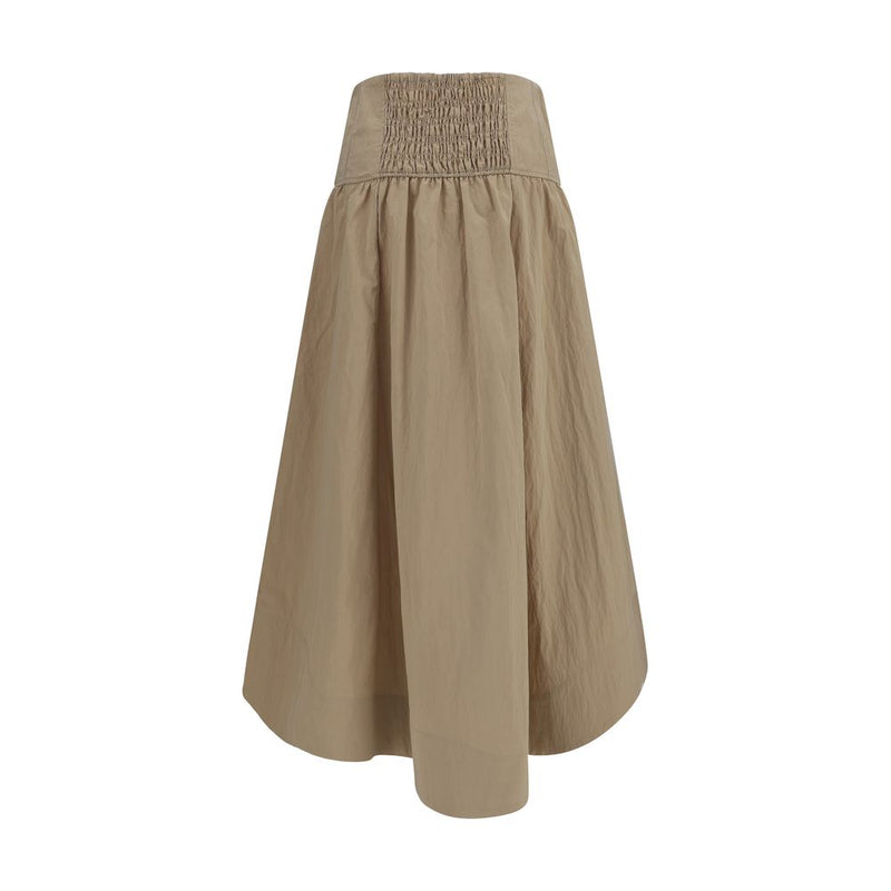 Ganni Beige Cotton Midi Skirt