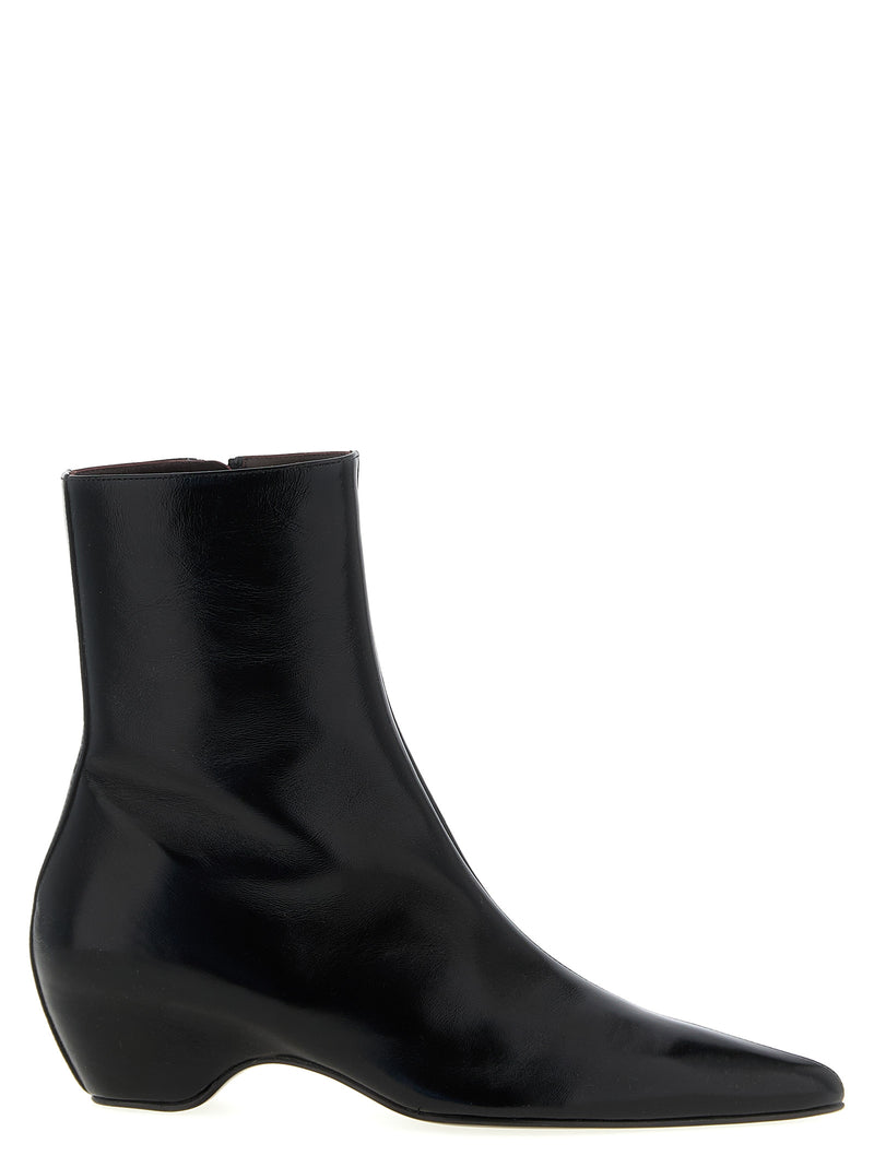 Bottes cheville Khaite en cuir de veau noir