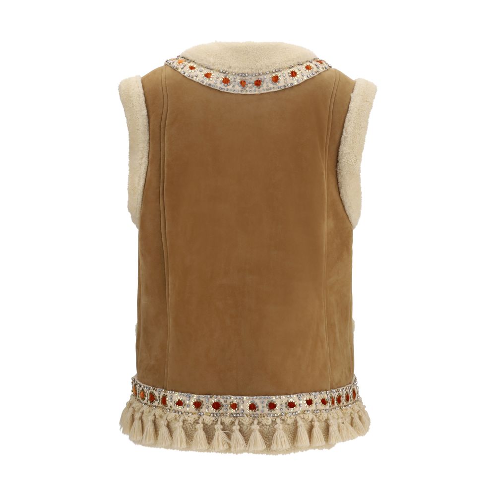 Veste sans manches Valentino Garavani beige en agneau ovis aries