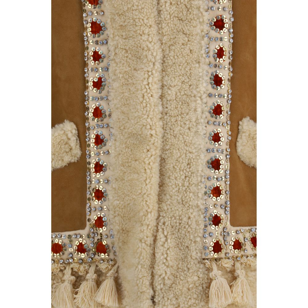 Veste sans manches Valentino Garavani beige en agneau ovis aries