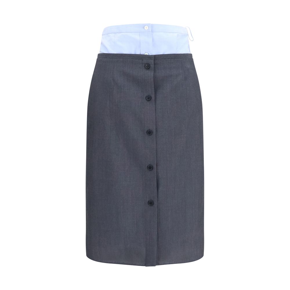 Jupe midi Prada en coton gris