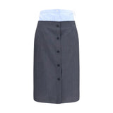 Jupe midi Prada en coton gris