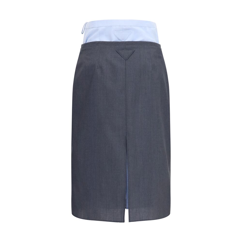 Jupe midi Prada en coton gris