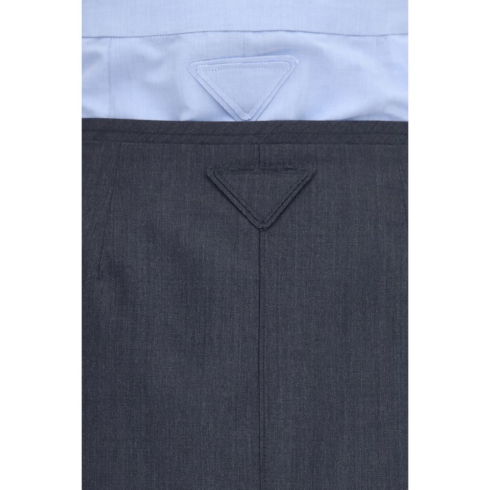 Jupe midi Prada en coton gris