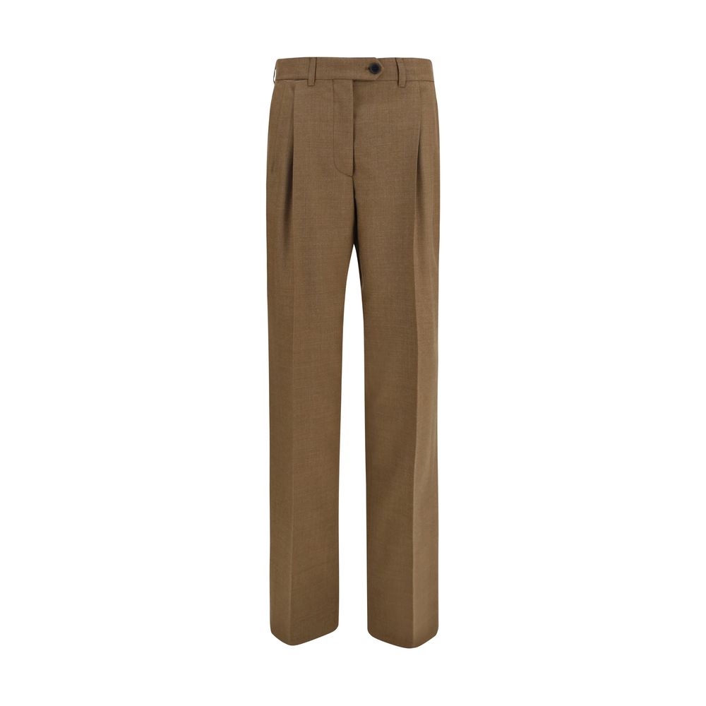 Pantalon de costume Prada en laine vierge marron