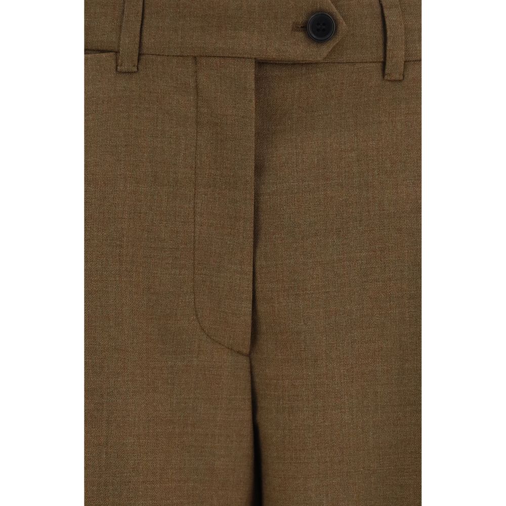 Pantalon de costume Prada en laine vierge marron