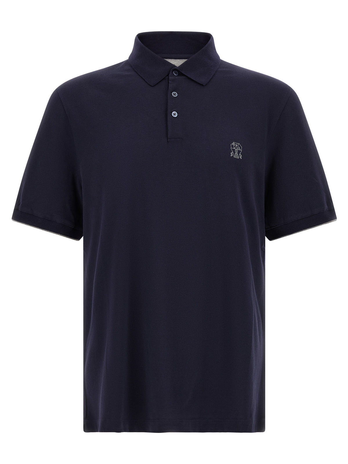 Polo Brunello Cucinelli en coton bleu