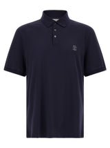 Polo Brunello Cucinelli en coton bleu