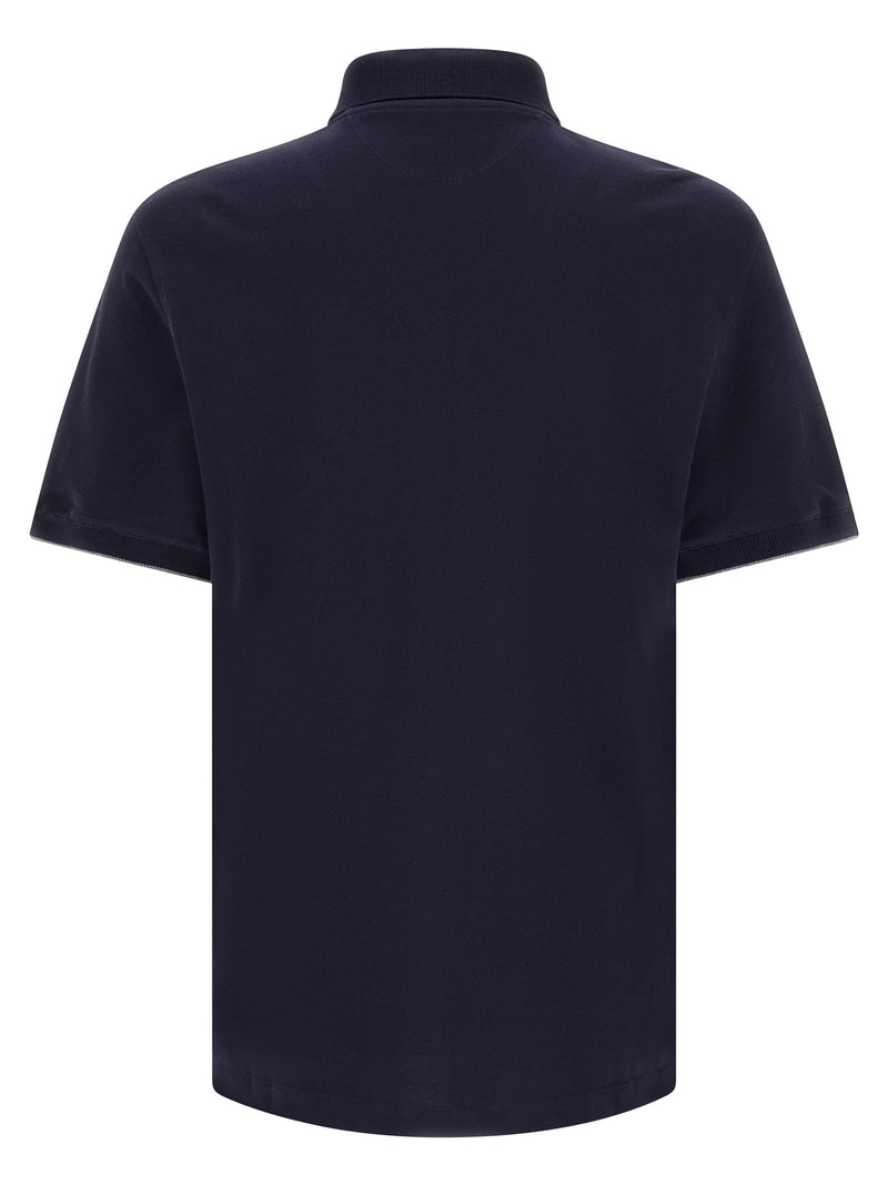 Polo Brunello Cucinelli en coton bleu