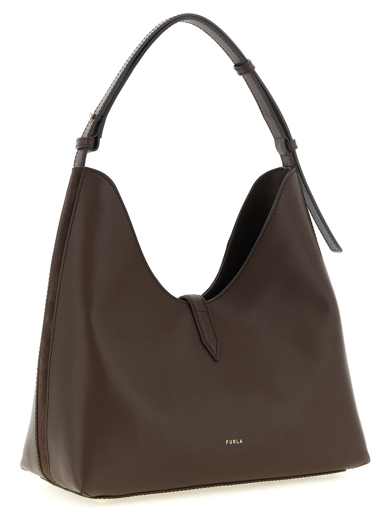 Sac porté épaule Furla en cuir de veau marron