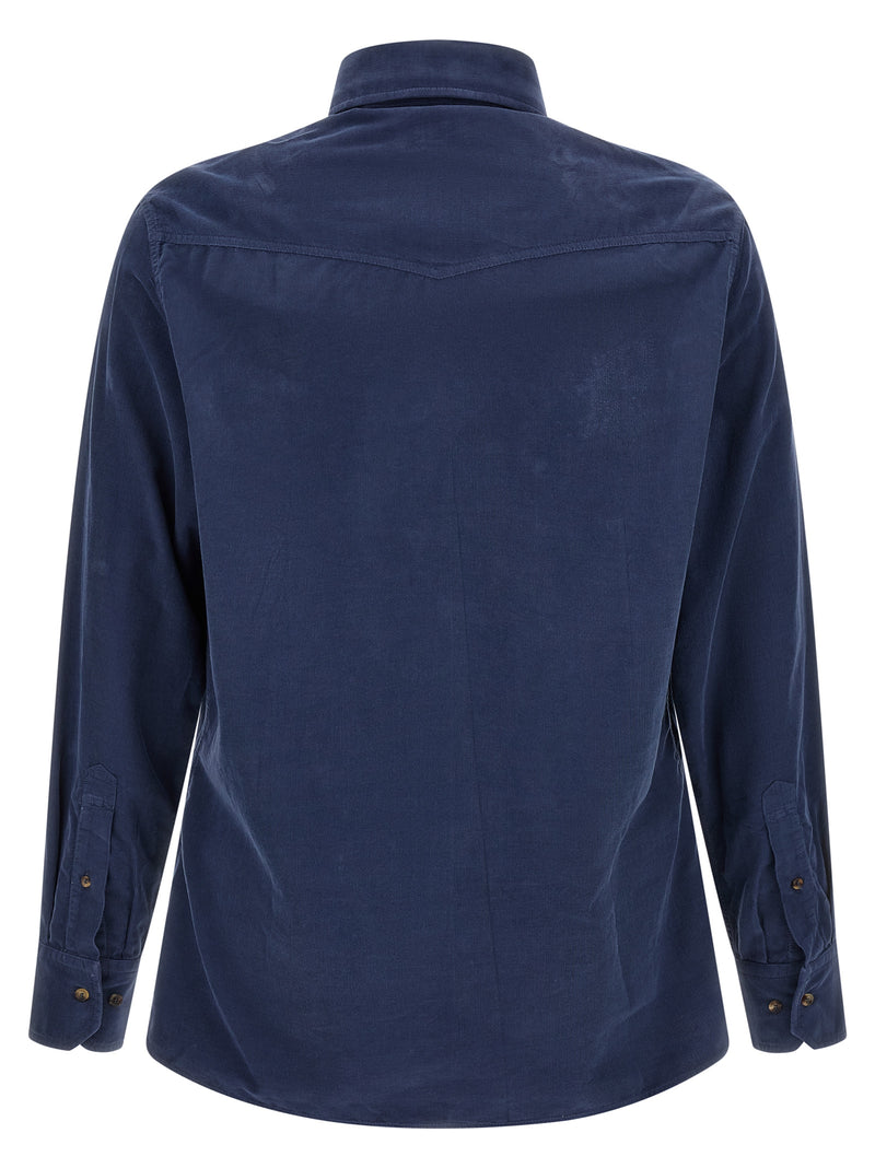 Chemisier en coton bleu Brunello Cucinelli