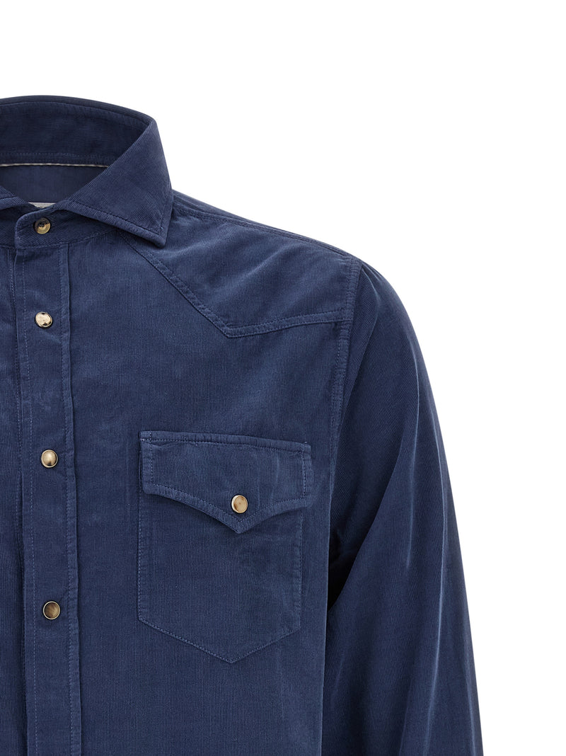 Chemisier en coton bleu Brunello Cucinelli
