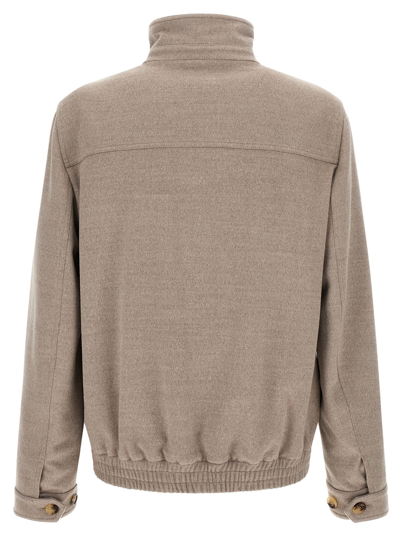 Bomber Brunello Cucinelli en Laine Vierge Beige