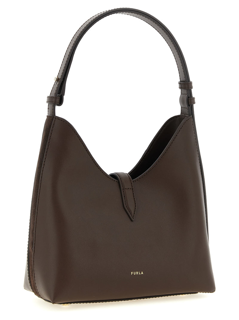 Sac porté épaule Furla en cuir de veau marron