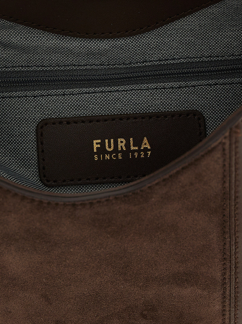 Sac porté épaule Furla en cuir de veau marron