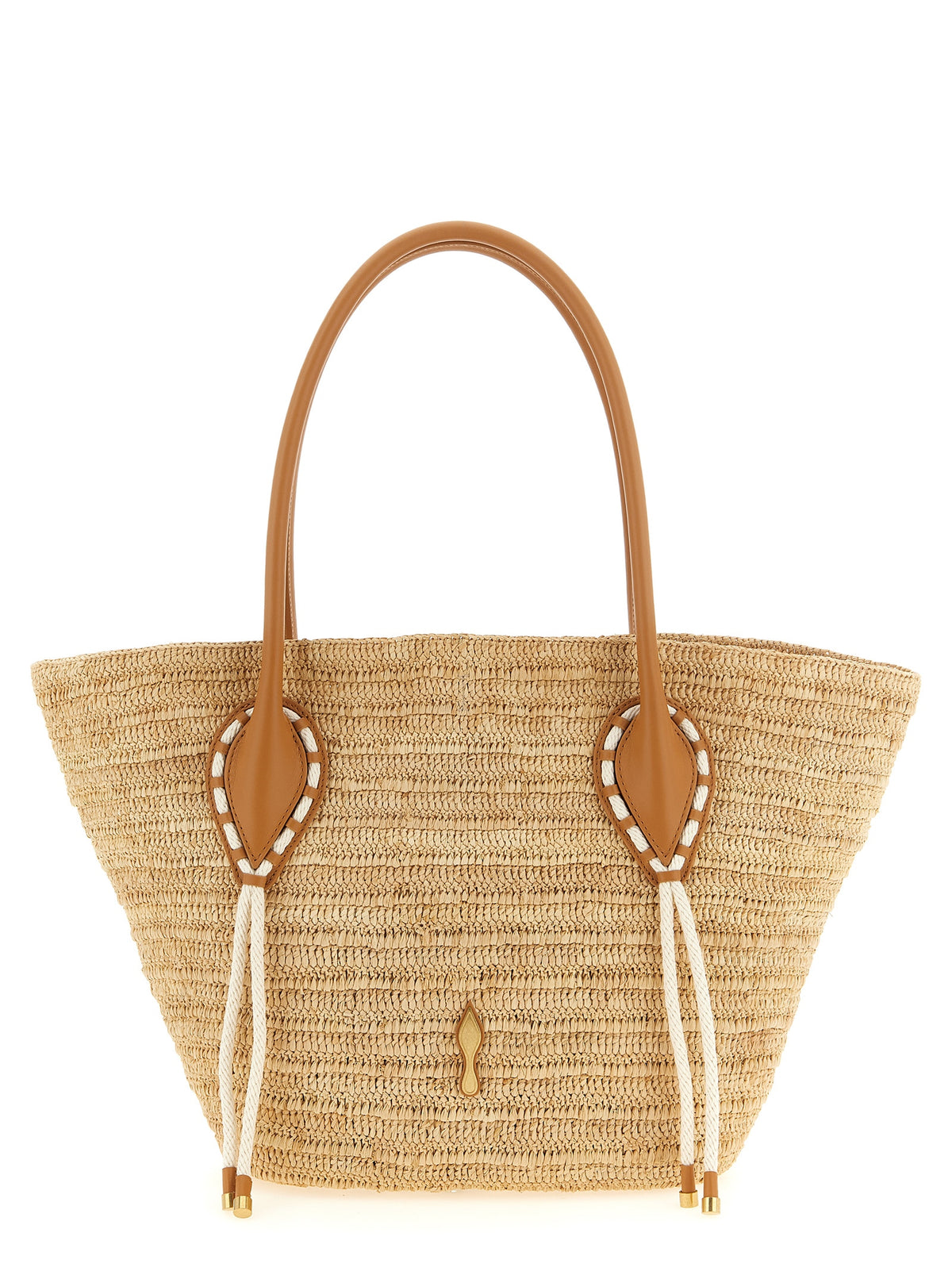 Sac cabas en raphia beige Christian Louboutin
