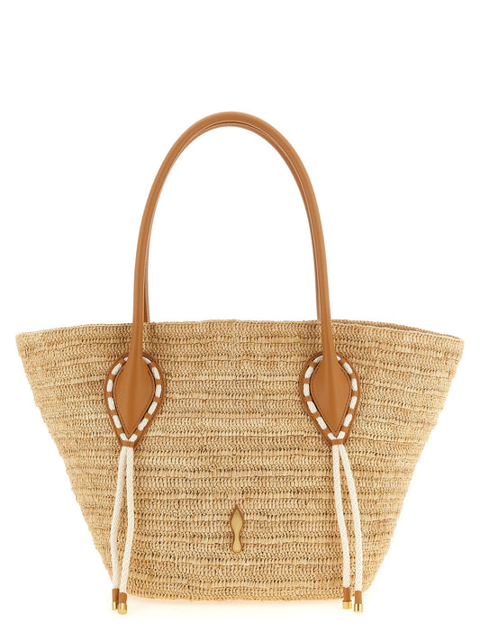 Sac cabas en raphia beige Christian Louboutin