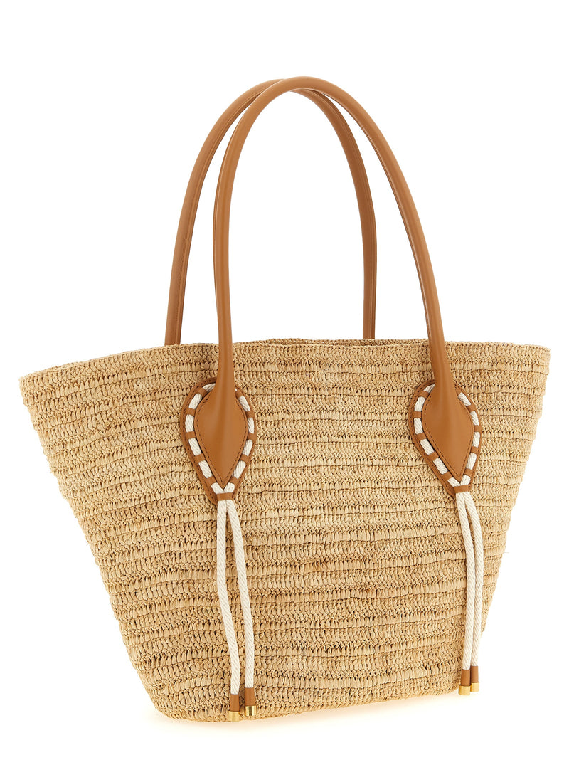 Sac cabas en raphia beige Christian Louboutin