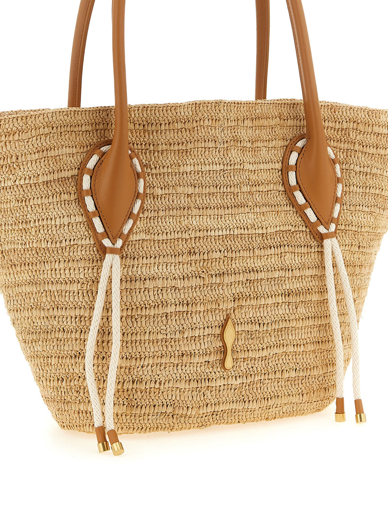 Sac cabas en raphia beige Christian Louboutin