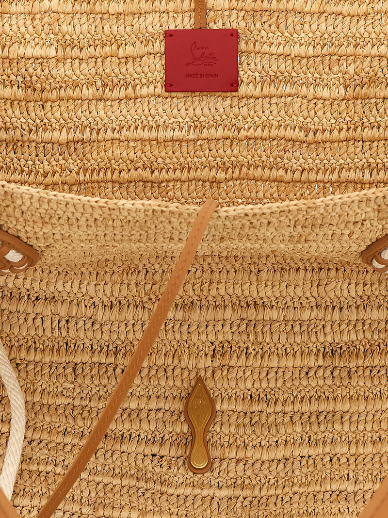 Sac cabas en raphia beige Christian Louboutin