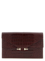 Pochette Tom Ford en cuir de veau bordeaux