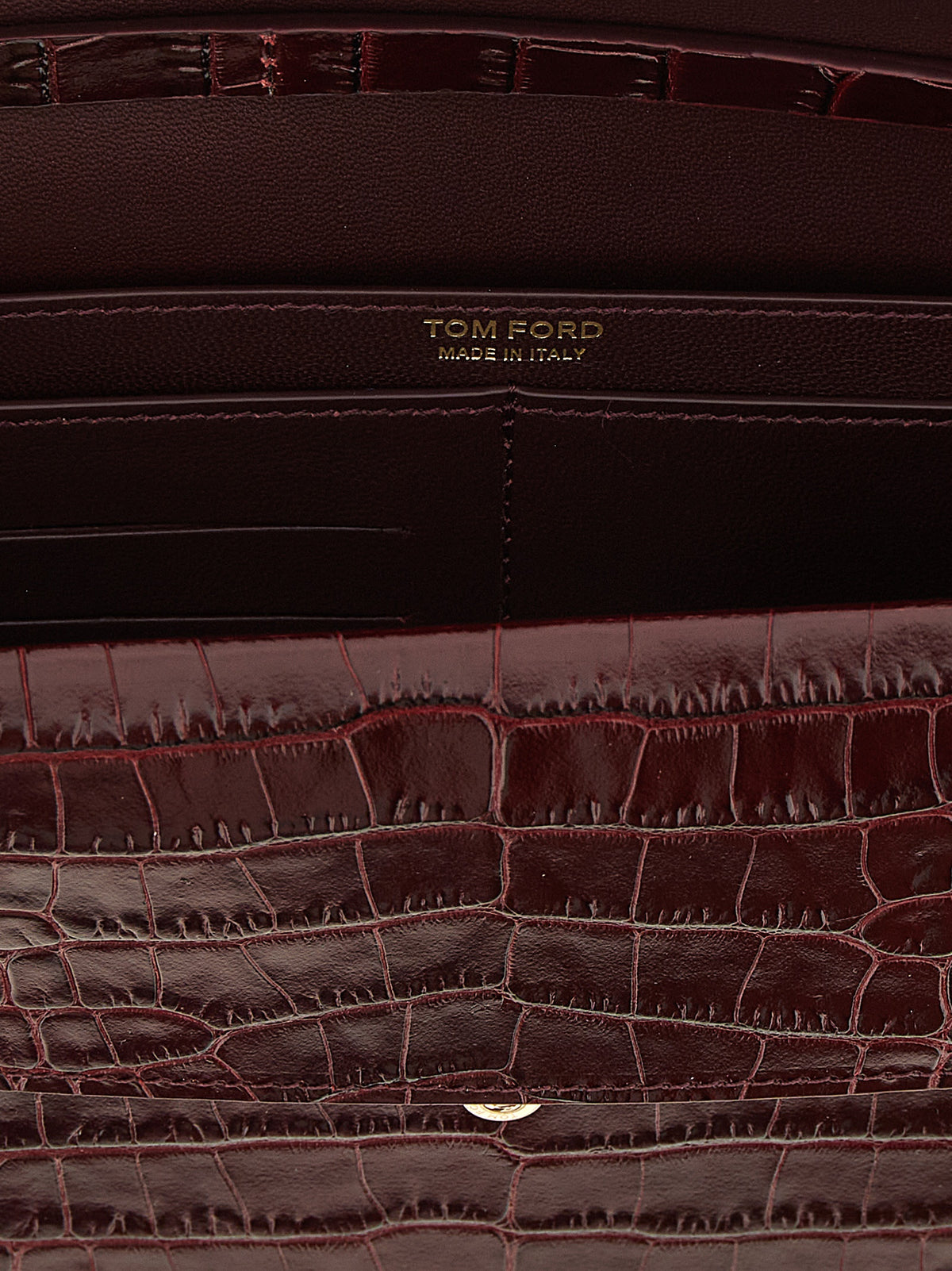 Pochette Tom Ford en cuir de veau bordeaux