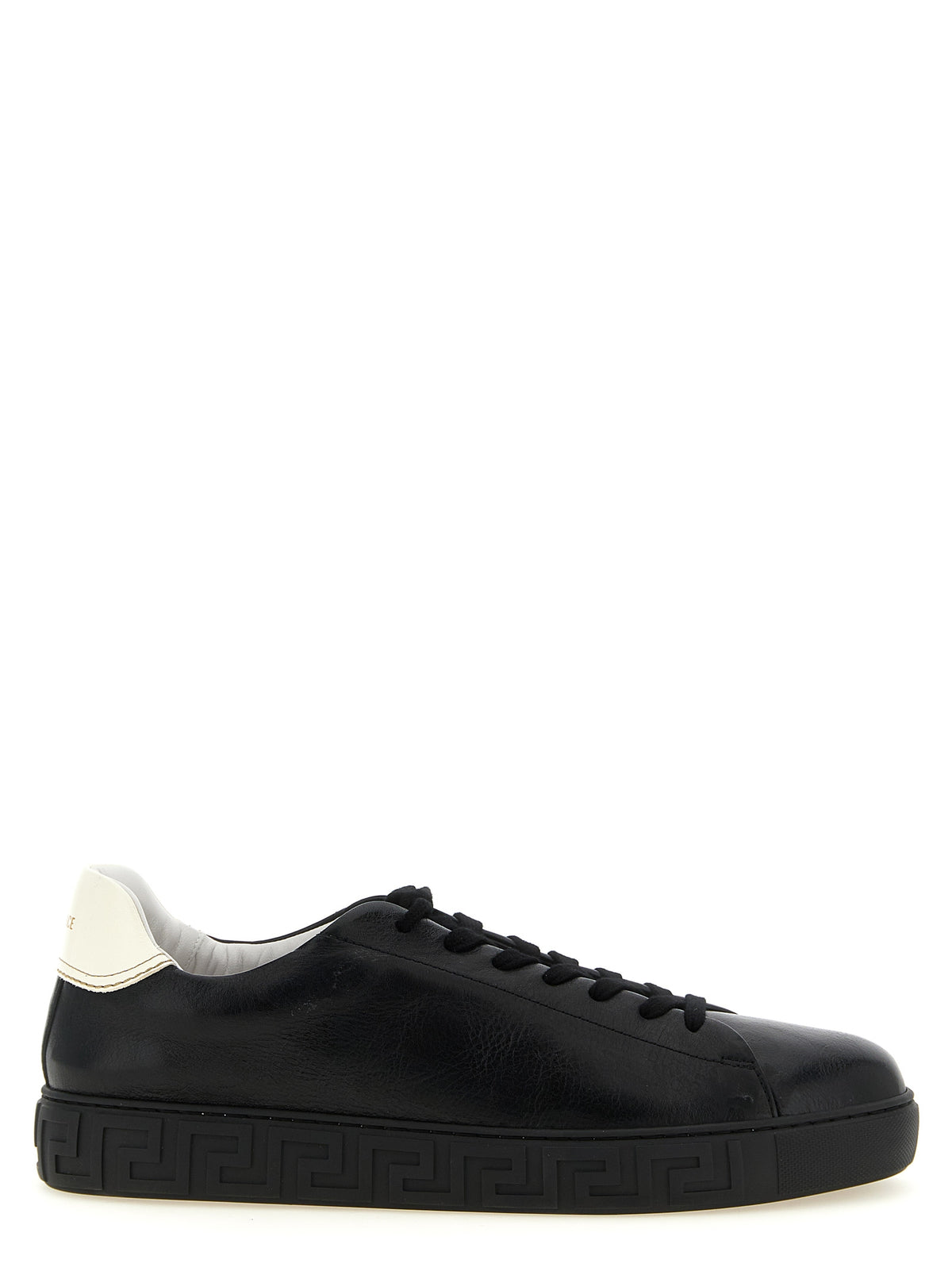 Baskets basses bicolores en cuir de veau Versace