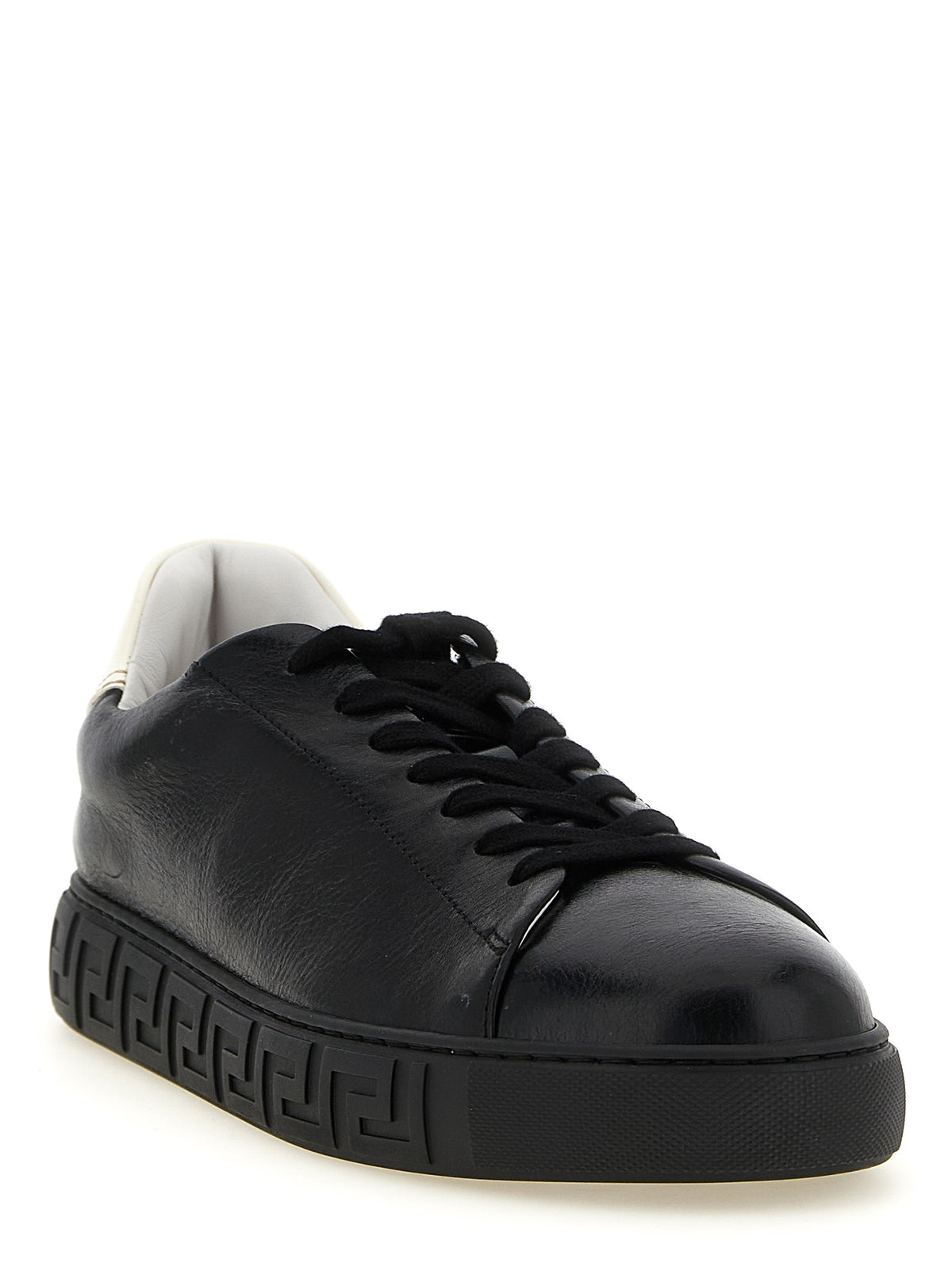 Baskets basses bicolores en cuir de veau Versace