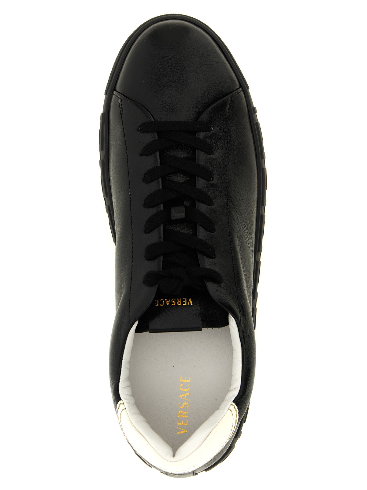 Baskets basses bicolores en cuir de veau Versace