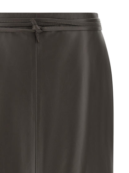 Alberta Ferretti Brown Lamb Leather Midi Skirt