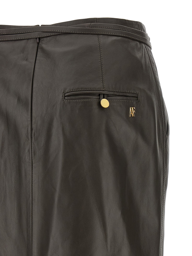 Alberta Ferretti Brown Lamb Leather Midi Skirt