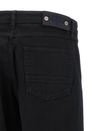 Stone Island Black Cotton Straight-Leg Jeans