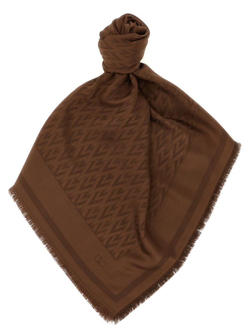 Écharpe en soie marron Valentino Garavani