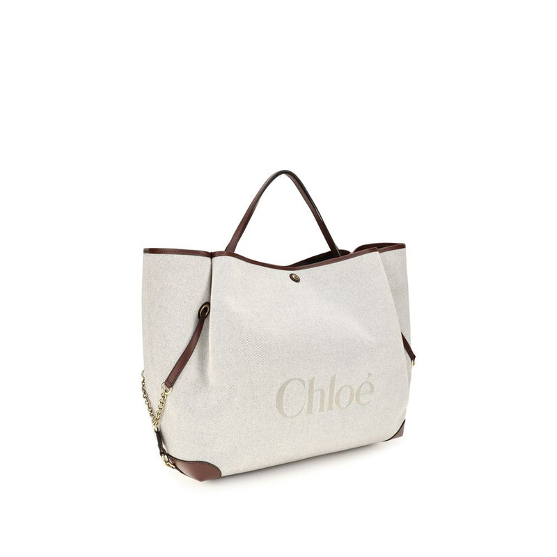Sac à bandoulière Chloé en coton beige