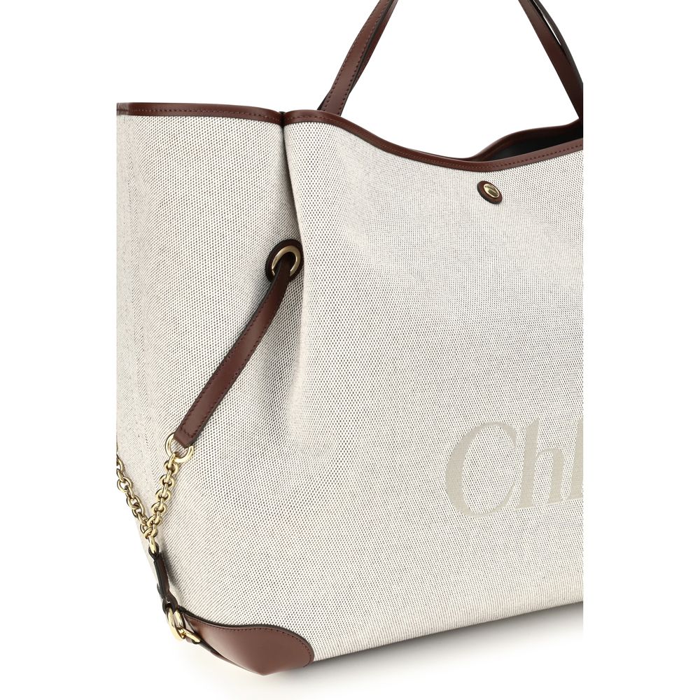 Sac à bandoulière Chloé en coton beige
