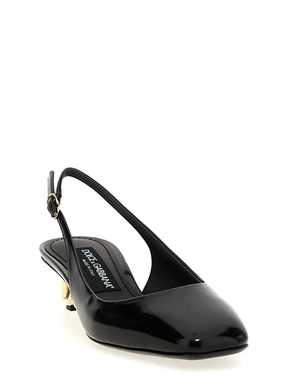 Dolce & Gabbana Black Calfskin Mid Heel Pumps