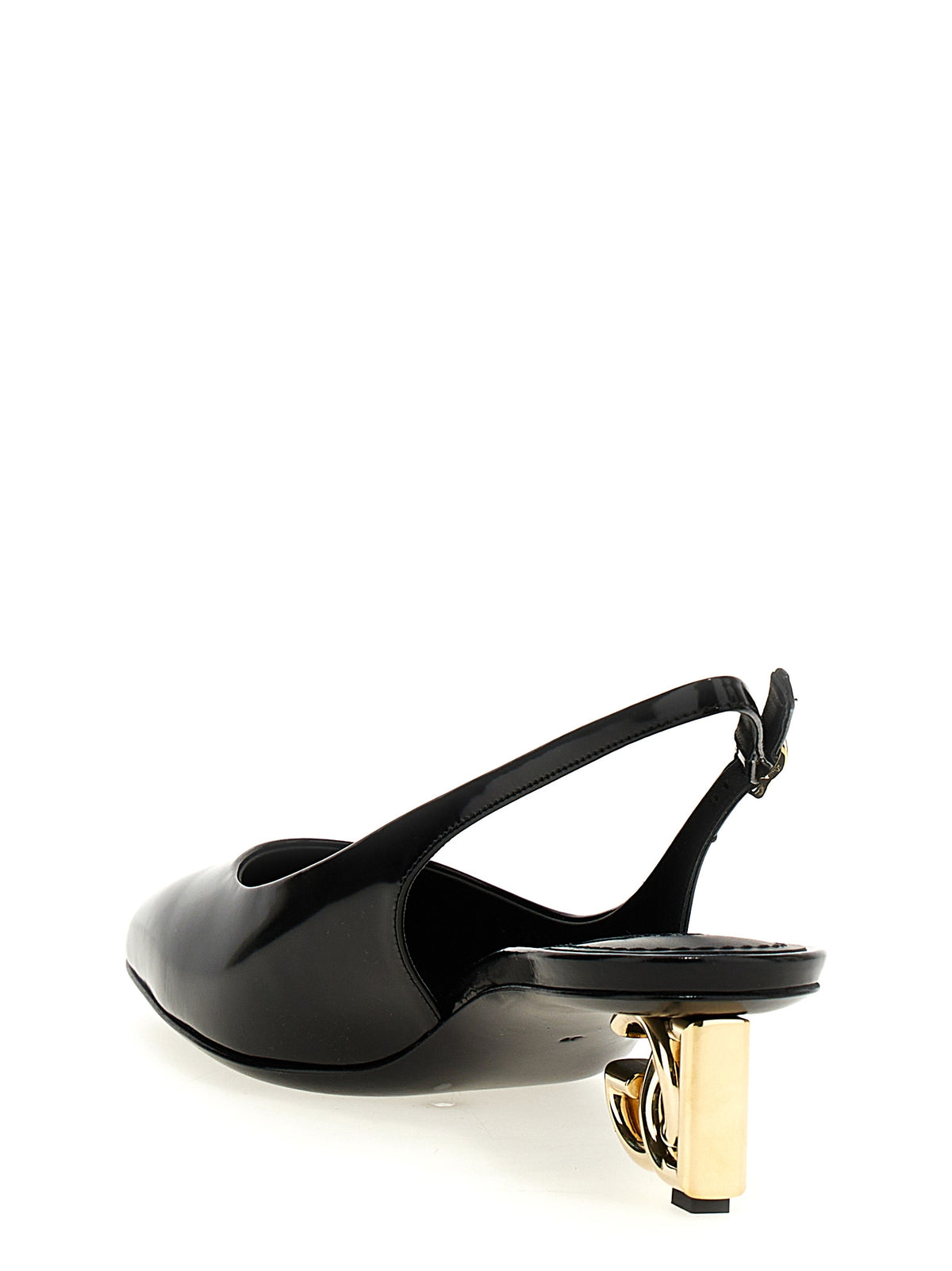 Dolce & Gabbana Black Calfskin Mid Heel Pumps