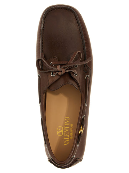 Valentino Garavani Brown Buffalo Leather Slip-On Loafers