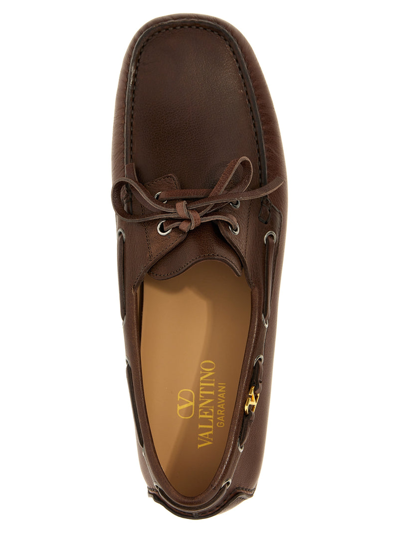 Mocassins à enfiler Valentino Garavani en cuir de buffle marron
