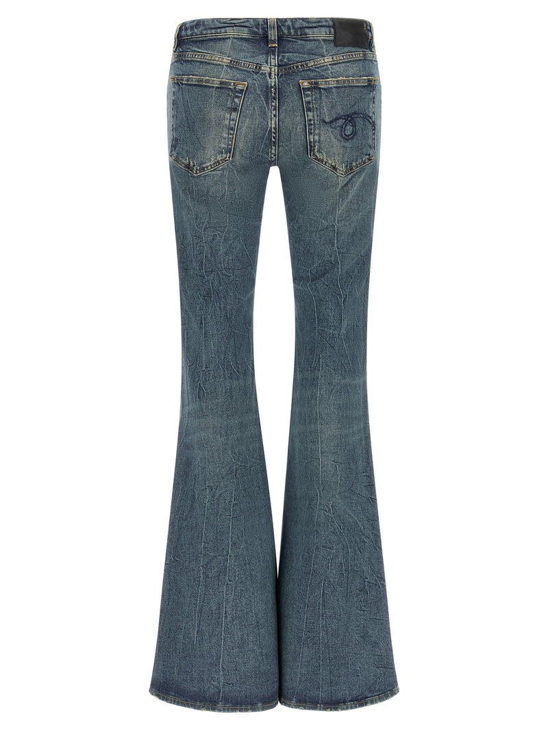R13 Blue Cotton Flared Jeans