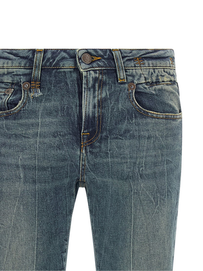 R13 Blue Cotton Flared Jeans