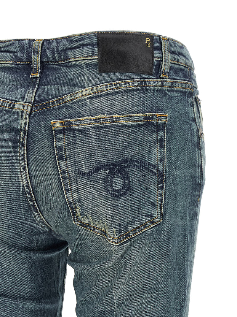 R13 Blue Cotton Flared Jeans