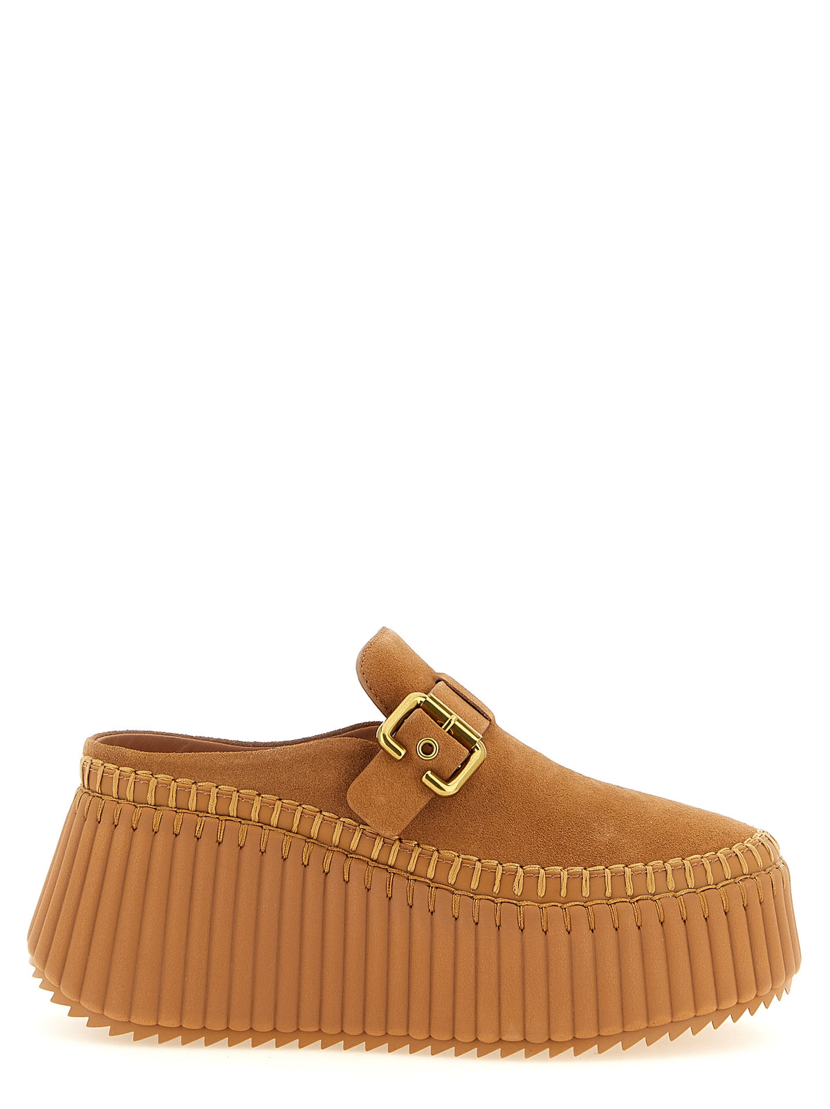 Sandales compensées Chloé en cuir de veau beige