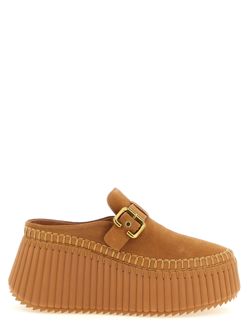 Sandales compensées Chloé en cuir de veau beige